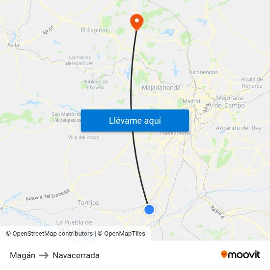 Magán to Navacerrada map