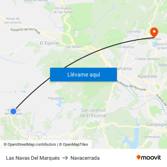 Las Navas Del Marqués to Navacerrada map