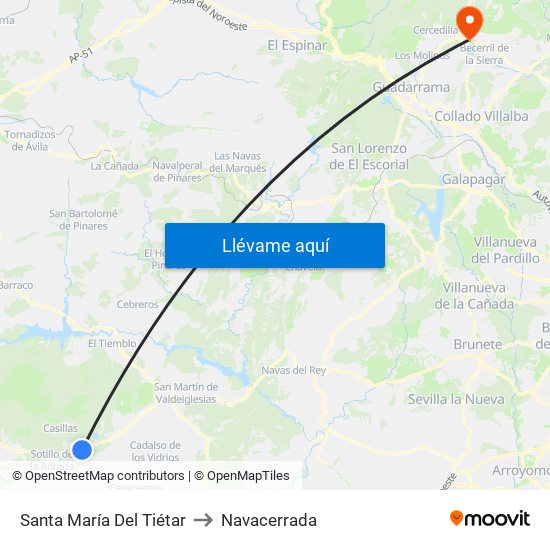 Santa María Del Tiétar to Navacerrada map