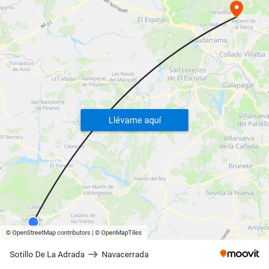 Sotillo De La Adrada to Navacerrada map