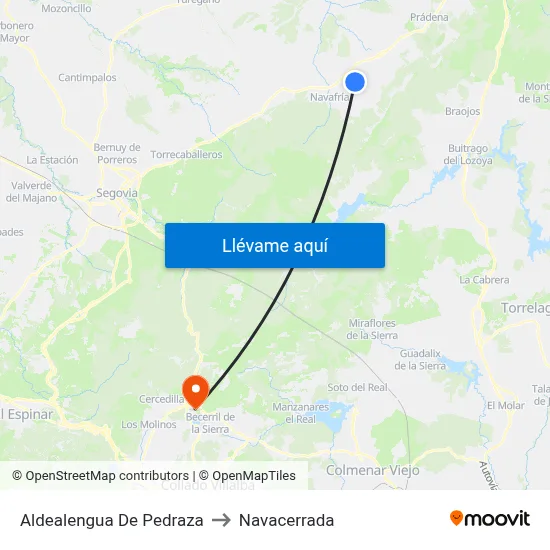 Aldealengua De Pedraza to Navacerrada map