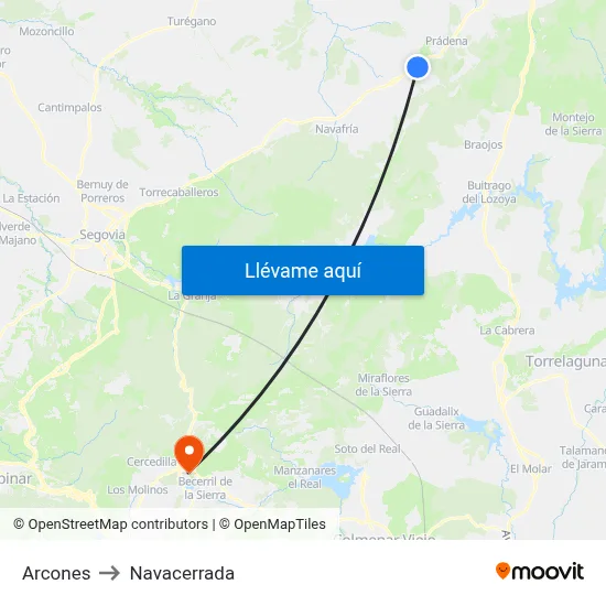 Arcones to Navacerrada map