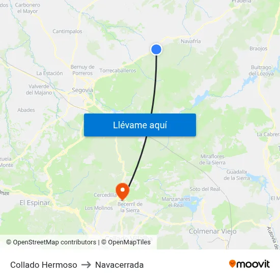 Collado Hermoso to Navacerrada map