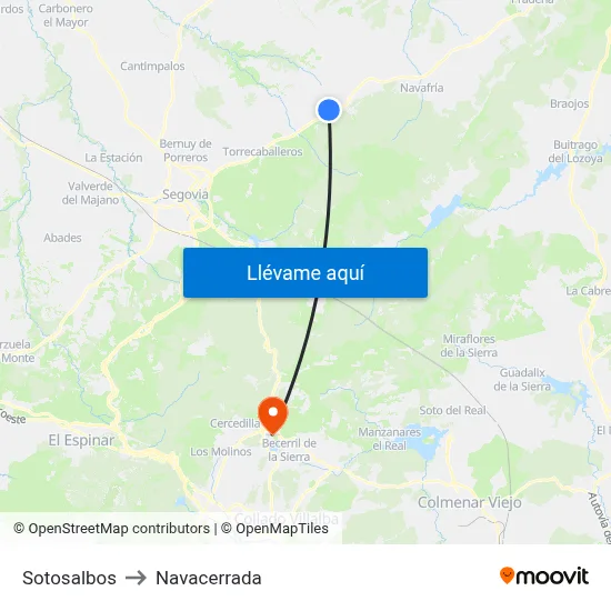 Sotosalbos to Navacerrada map