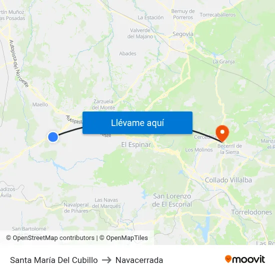 Santa María Del Cubillo to Navacerrada map