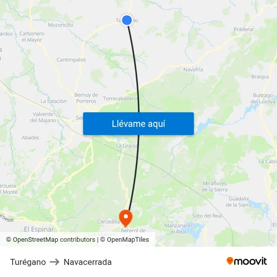 Turégano to Navacerrada map