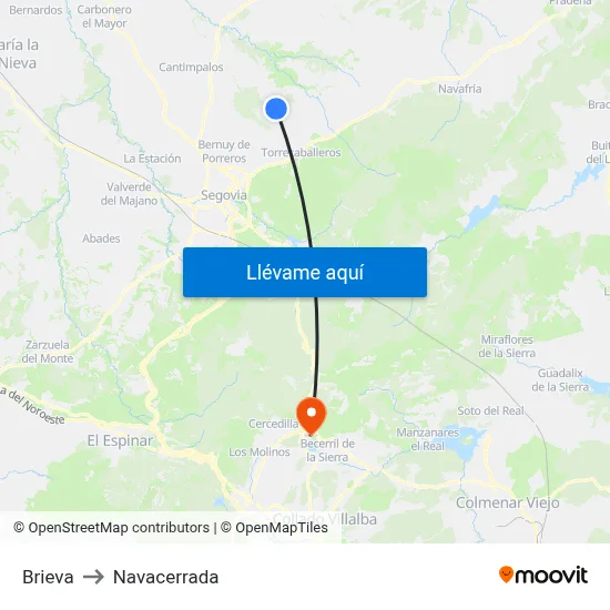 Brieva to Navacerrada map