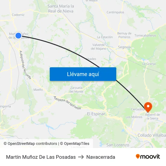 Martín Muñoz De Las Posadas to Navacerrada map