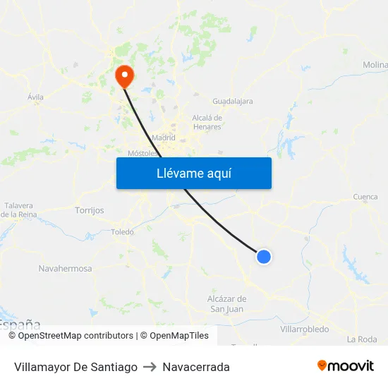 Villamayor De Santiago to Navacerrada map