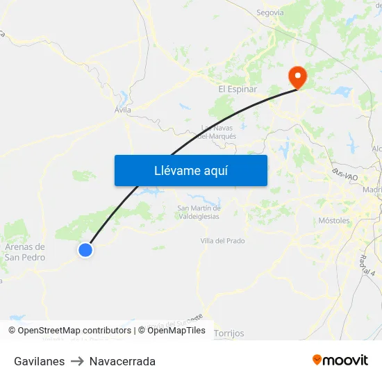 Gavilanes to Navacerrada map
