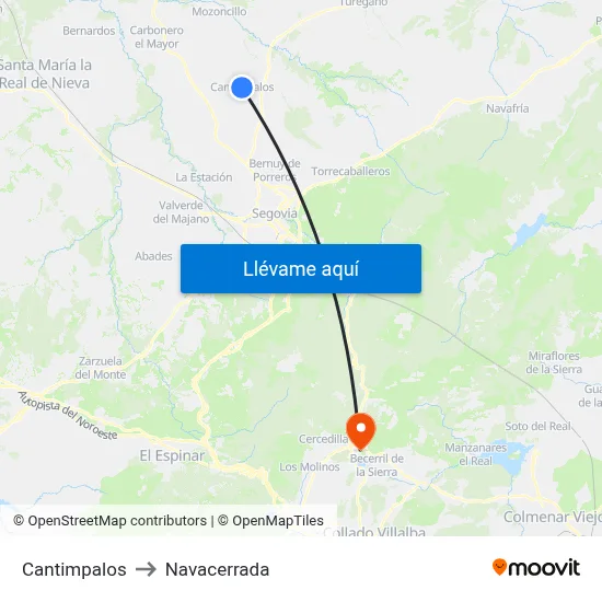Cantimpalos to Navacerrada map