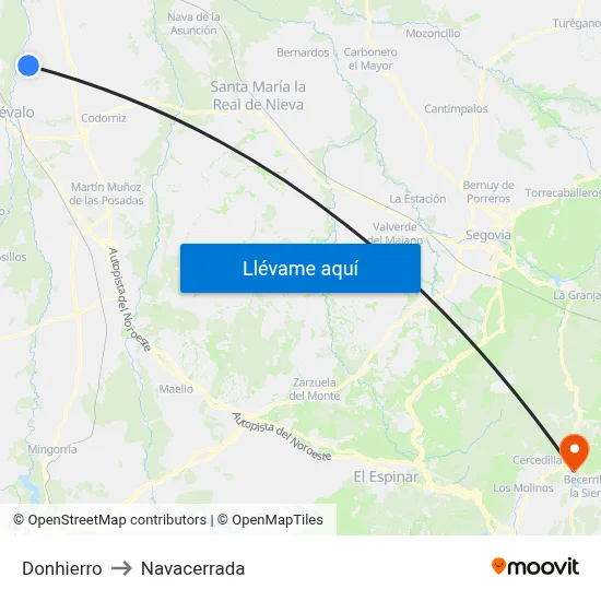 Donhierro to Navacerrada map