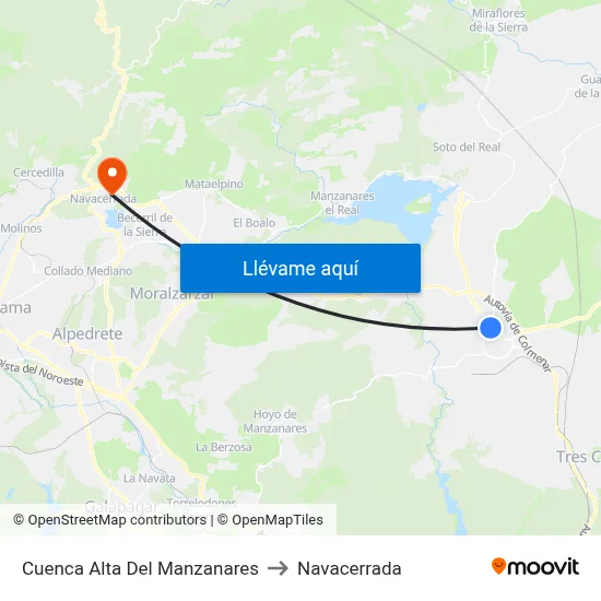 Cuenca Alta Del Manzanares to Navacerrada map