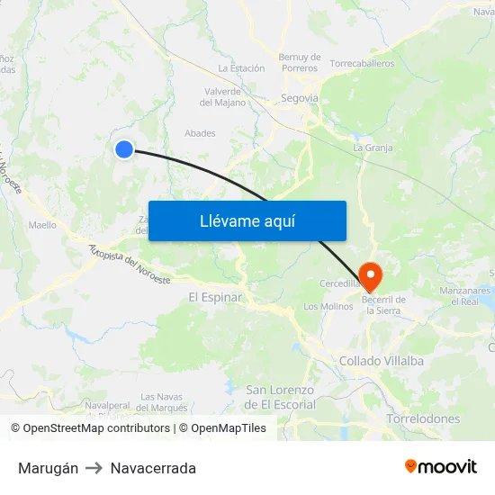 Marugán to Navacerrada map