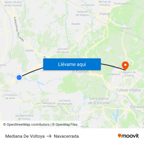 Mediana De Voltoya to Navacerrada map