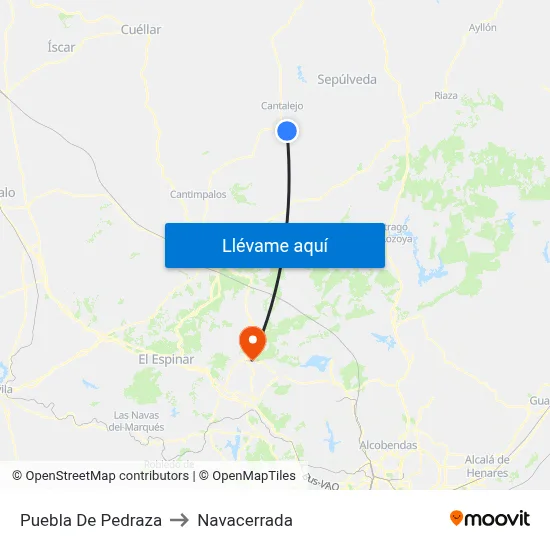 Puebla De Pedraza to Navacerrada map