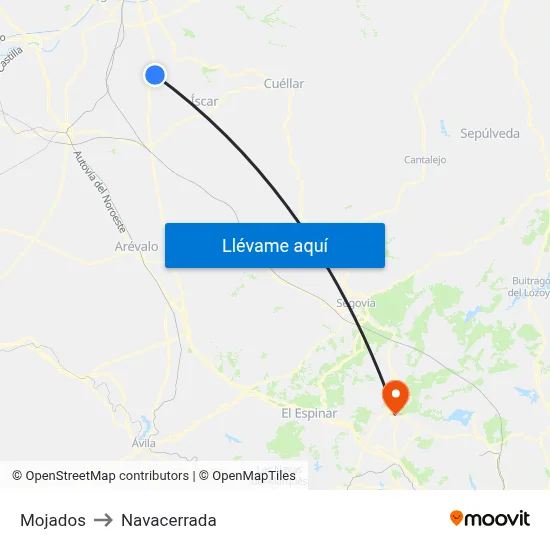 Mojados to Navacerrada map
