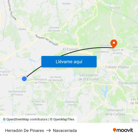 Herradón De Pinares to Navacerrada map