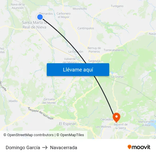Domingo García to Navacerrada map
