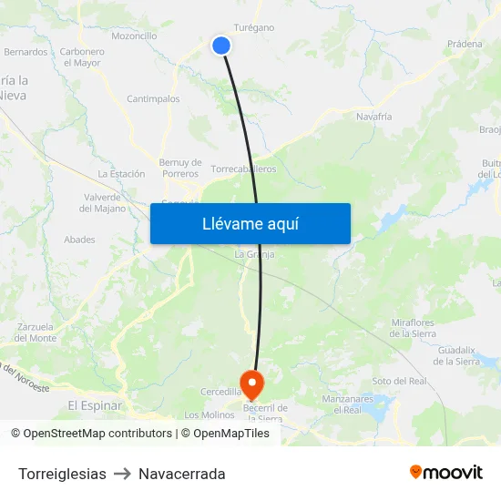 Torreiglesias to Navacerrada map