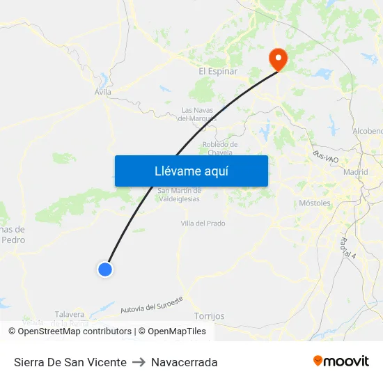 Sierra De San Vicente to Navacerrada map