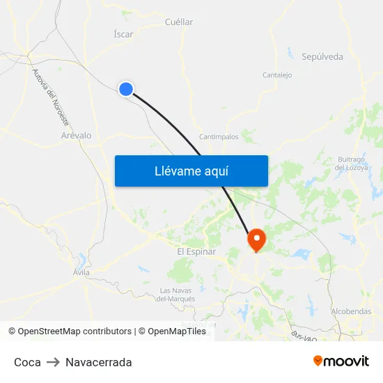 Coca to Navacerrada map