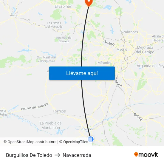 Burguillos De Toledo to Navacerrada map