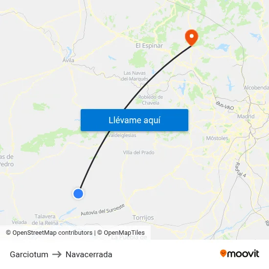 Garciotum to Navacerrada map