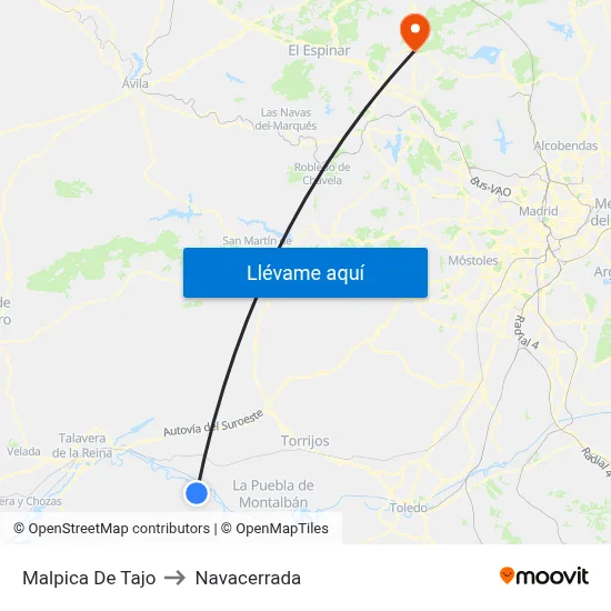 Malpica De Tajo to Navacerrada map