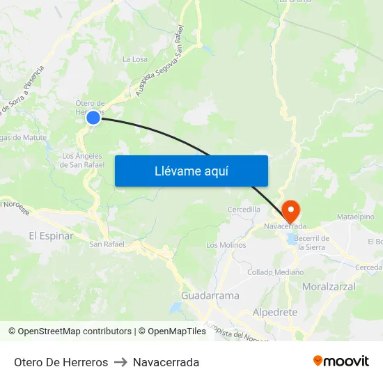 Otero De Herreros to Navacerrada map