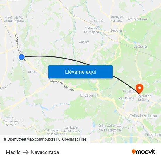 Maello to Navacerrada map