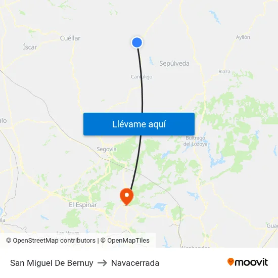 San Miguel De Bernuy to Navacerrada map
