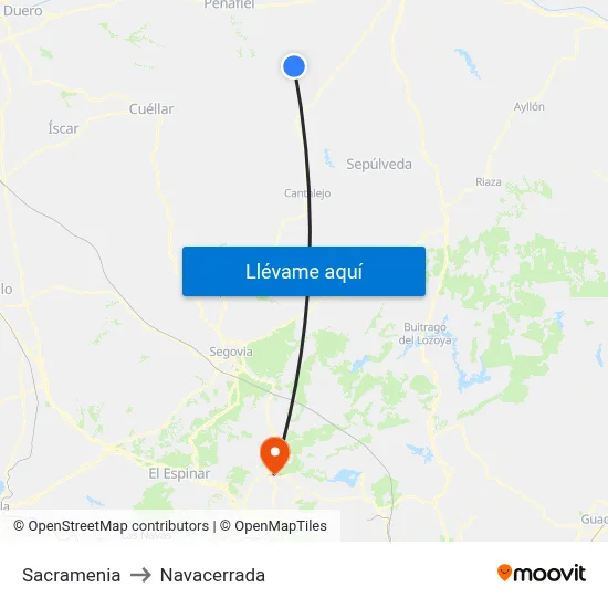 Sacramenia to Navacerrada map