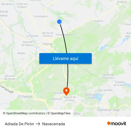 Adrada De Pirón to Navacerrada map