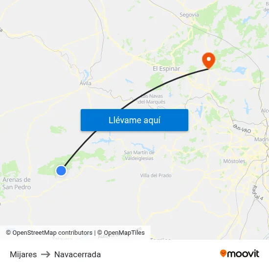 Mijares to Navacerrada map