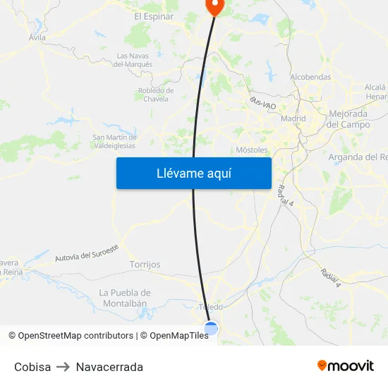 Cobisa to Navacerrada map