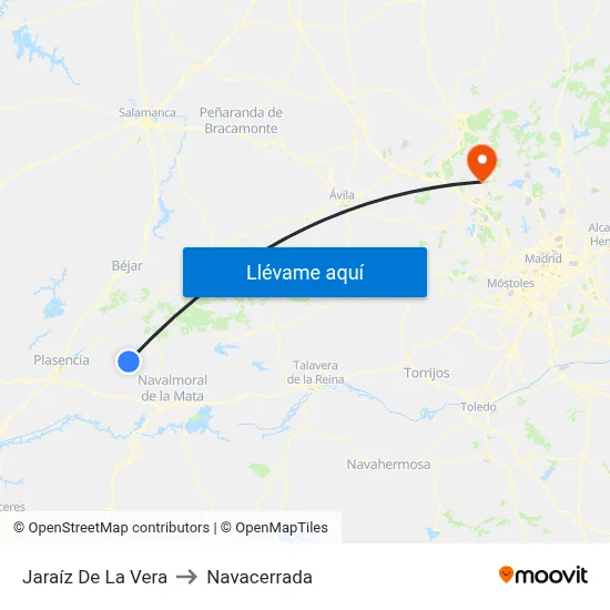 Jaraíz De La Vera to Navacerrada map