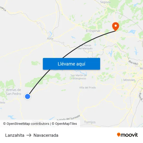 Lanzahíta to Navacerrada map