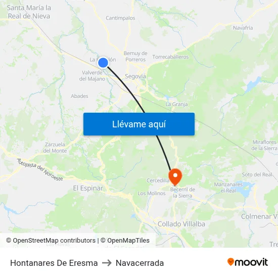 Hontanares De Eresma to Navacerrada map