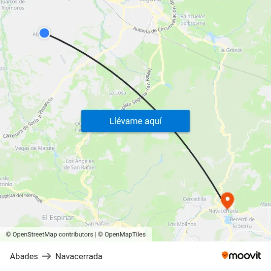Abades to Navacerrada map