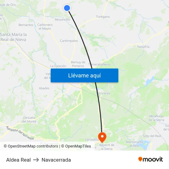 Aldea Real to Navacerrada map