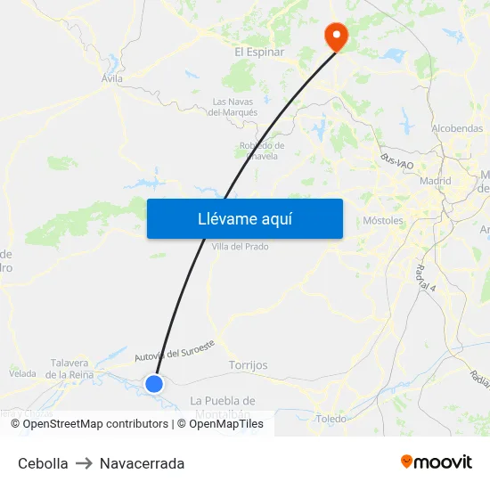 Cebolla to Navacerrada map