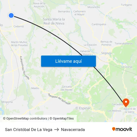 San Cristóbal De La Vega to Navacerrada map