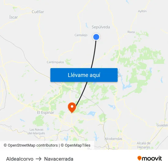 Aldealcorvo to Navacerrada map