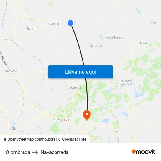 Olombrada to Navacerrada map