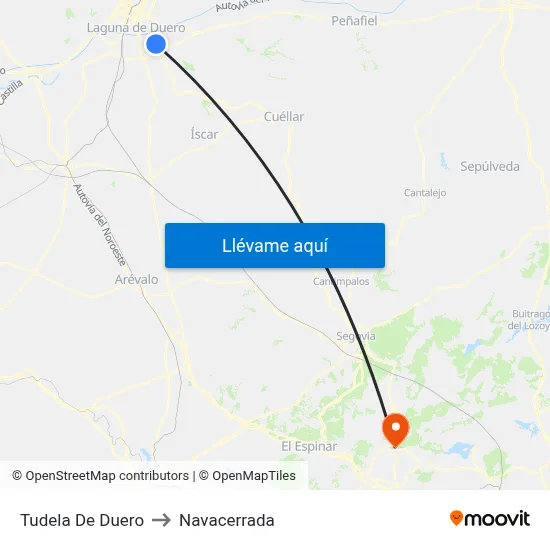 Tudela De Duero to Navacerrada map