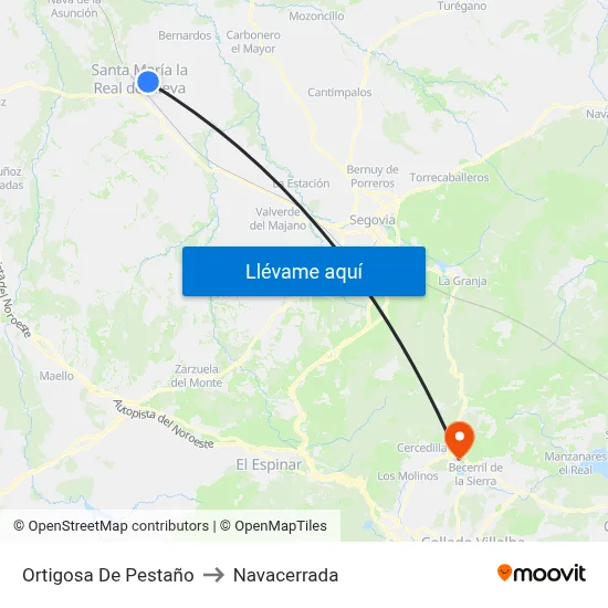 Ortigosa De Pestaño to Navacerrada map