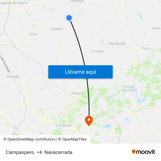 Campaspero to Navacerrada map
