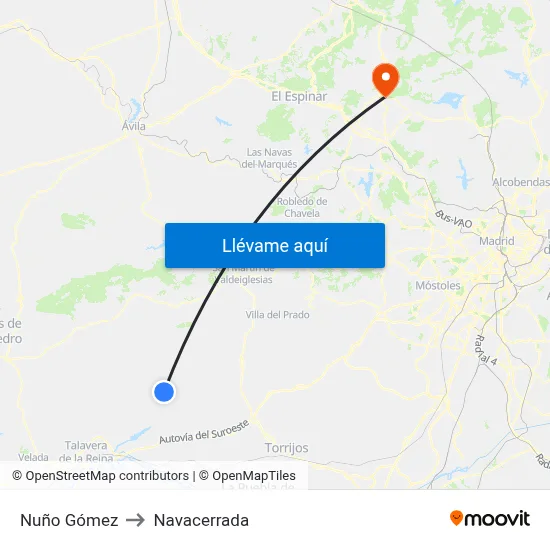 Nuño Gómez to Navacerrada map