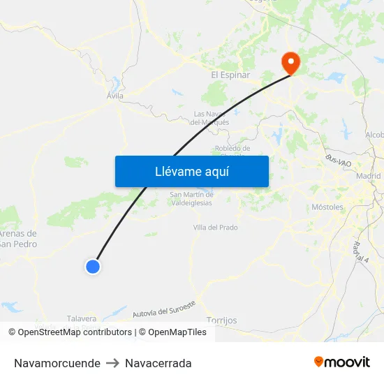 Navamorcuende to Navacerrada map